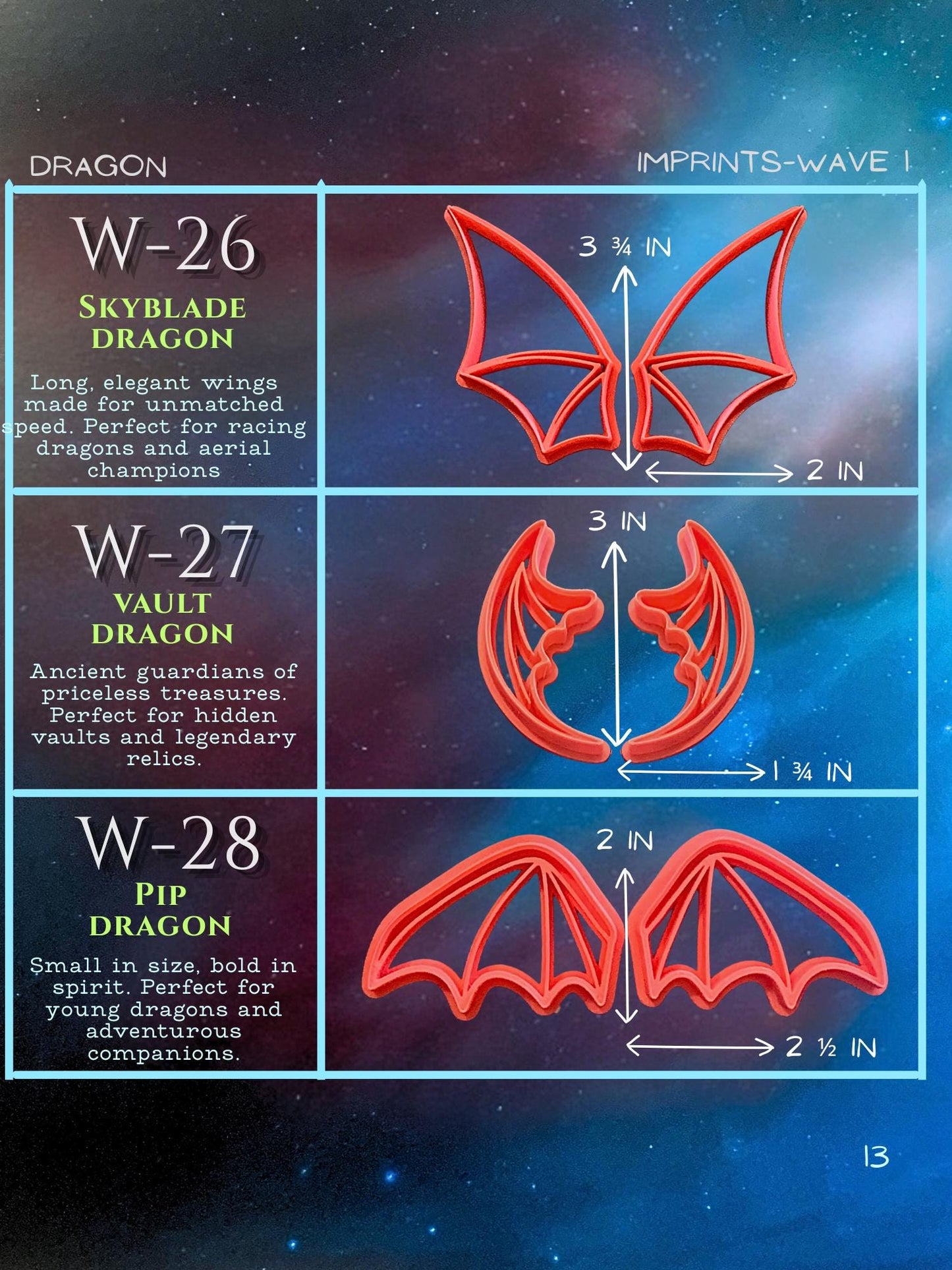 Wing Cutter Libray | Polymer Clay Dragon & Fantasy Creature Cutters | Creaturecraft System