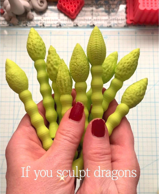 Polymer Clay Dragon Texture Sticks | 9 Fantasy Scale & Skin Texture Tools | Creaturecraft