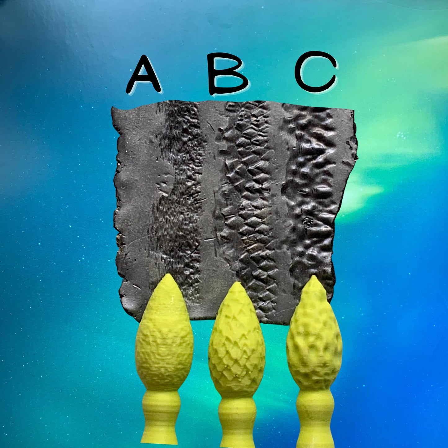 Polymer Clay Dragon Texture Sticks | 9 Fantasy Scale & Skin Texture Tools | Creaturecraft