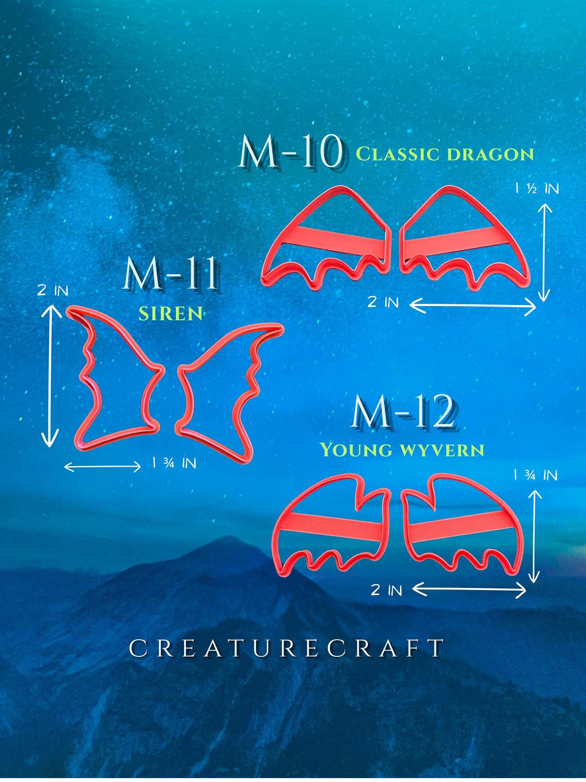Mini Wing Cutter Set | 2 Inch Dragon & Fairy Wings | Polymer Clay Creature Making Tools | Creaturecraft