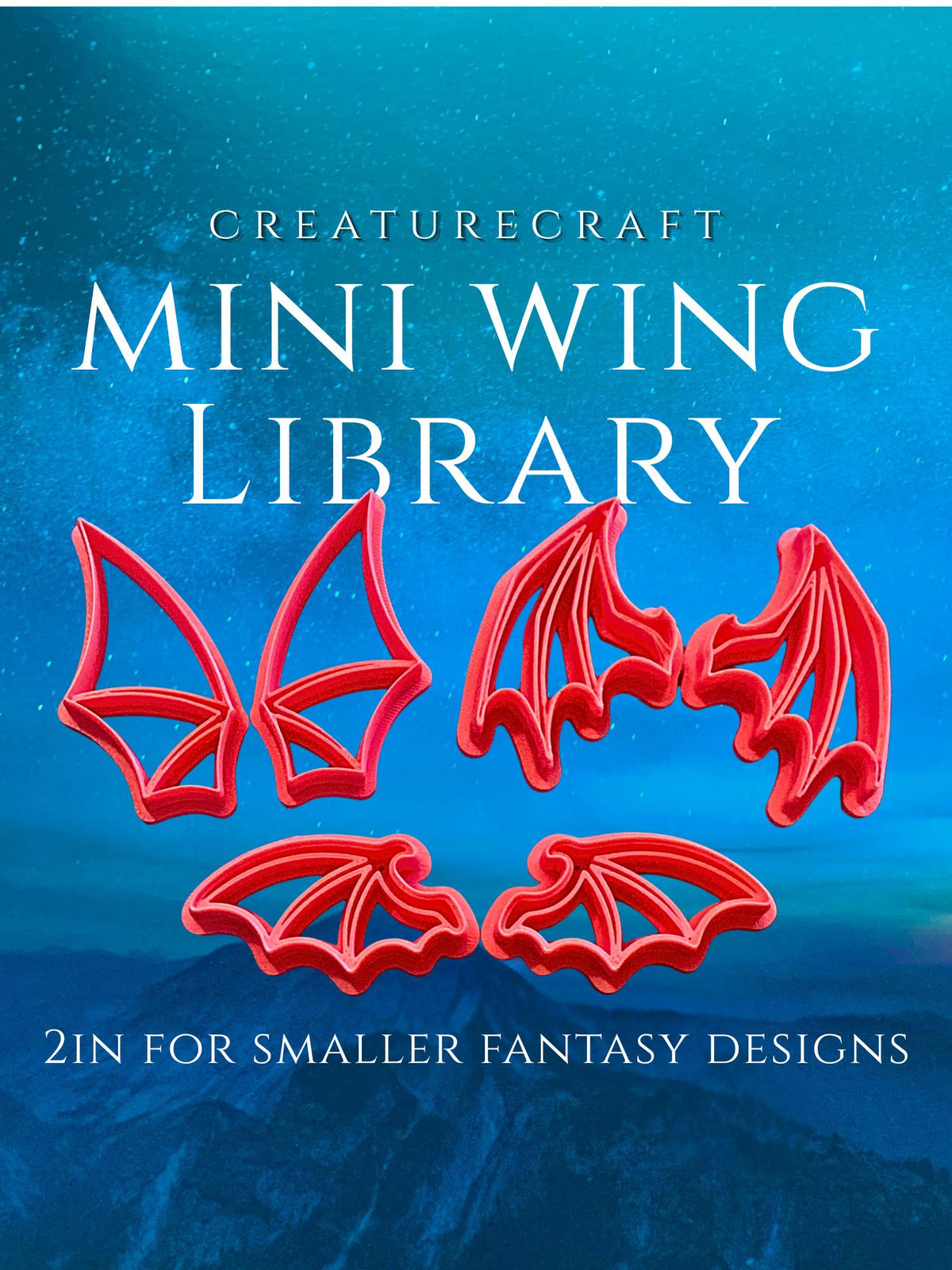 Mini Wing Cutter Set | 2 Inch Dragon & Fairy Wings | Polymer Clay Creature Making Tools | Creaturecraft
