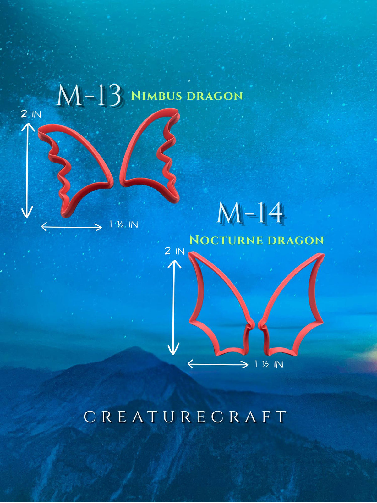 Mini Wing Cutter Set | 2 Inch Dragon & Fairy Wings | Polymer Clay Creature Making Tools | Creaturecraft