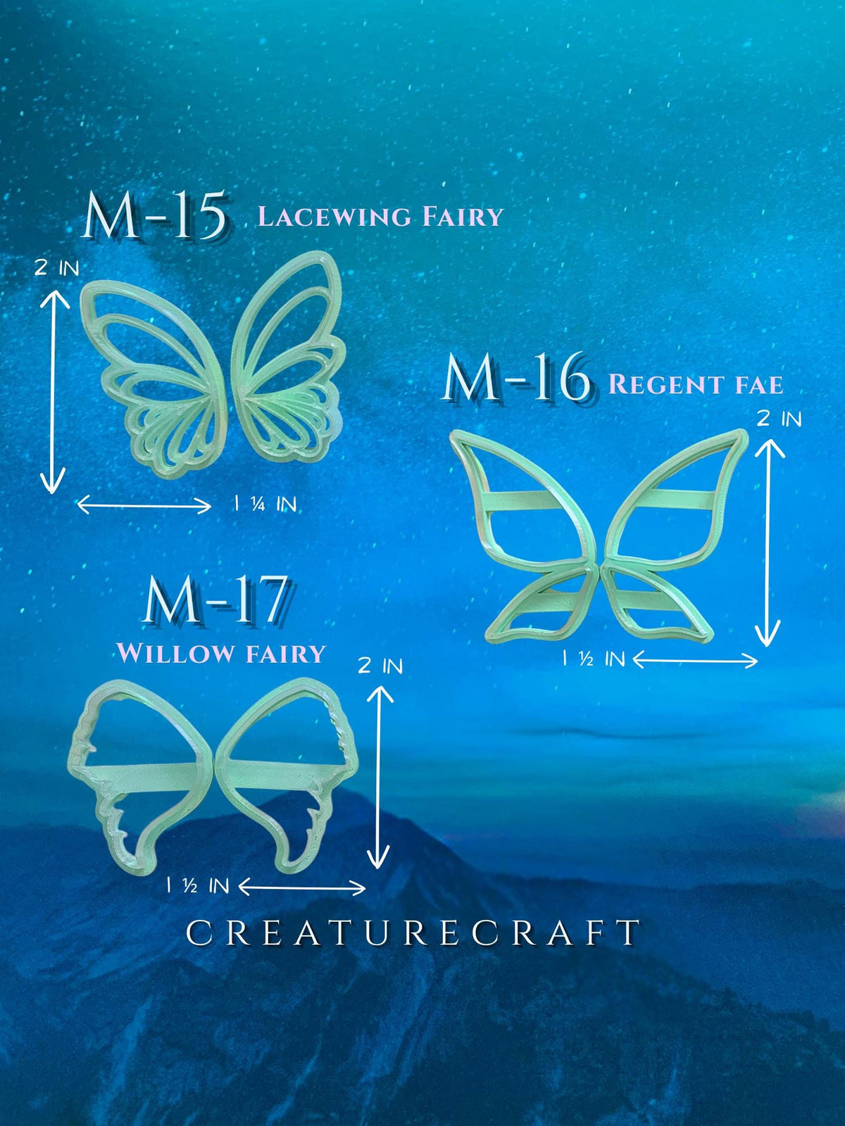 Mini Wing Cutter Set | 2 Inch Dragon & Fairy Wings | Polymer Clay Creature Making Tools | Creaturecraft