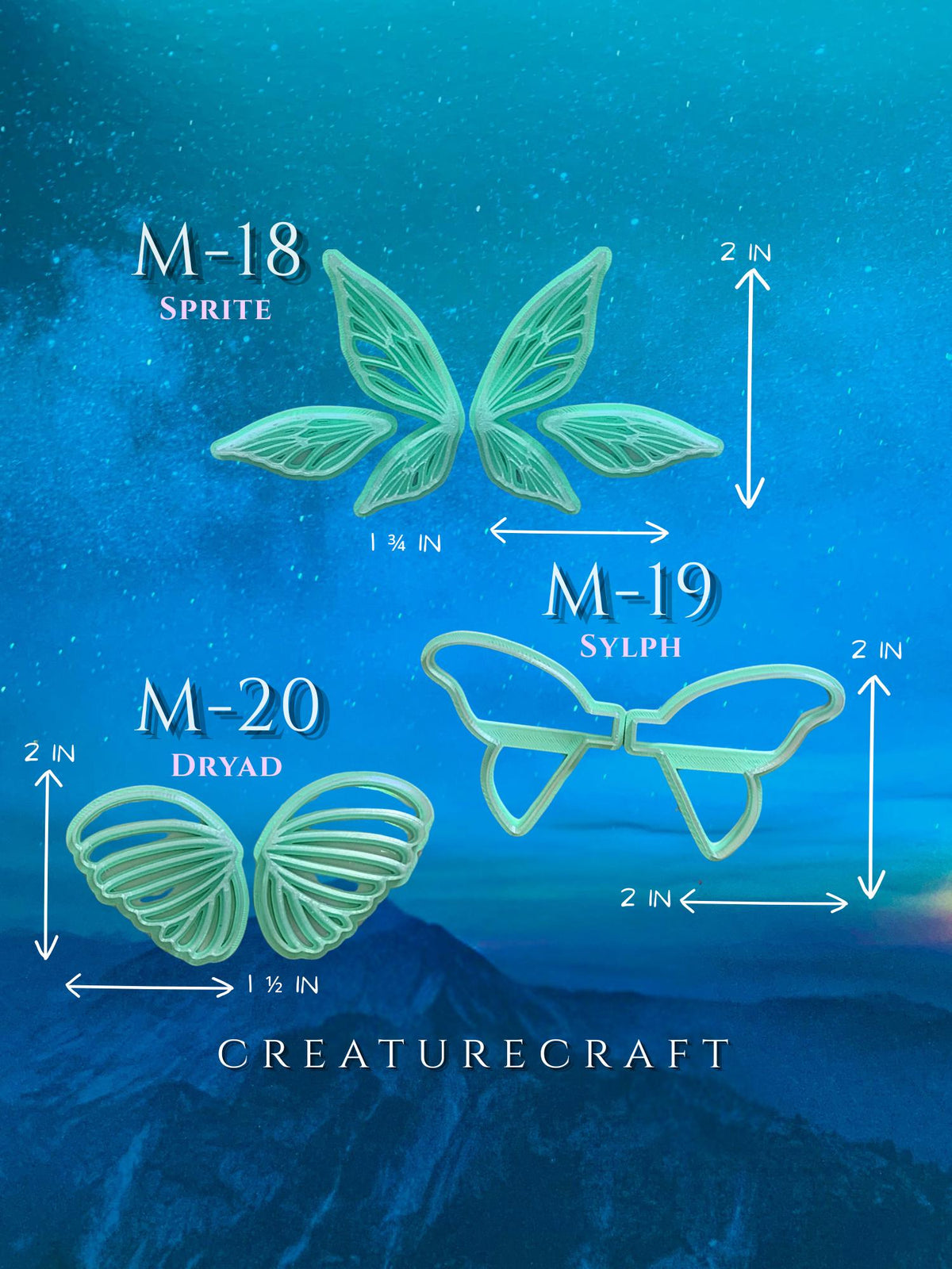 Mini Wing Cutter Set | 2 Inch Dragon & Fairy Wings | Polymer Clay Creature Making Tools | Creaturecraft